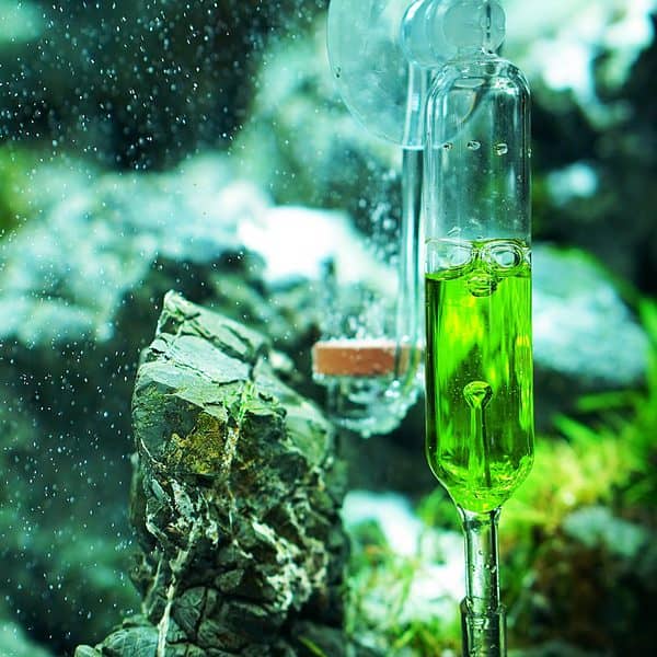 aquascaping Akvaario hiilidioksidi co2 lasinen kuplalaskuri vihreällä nesteellä